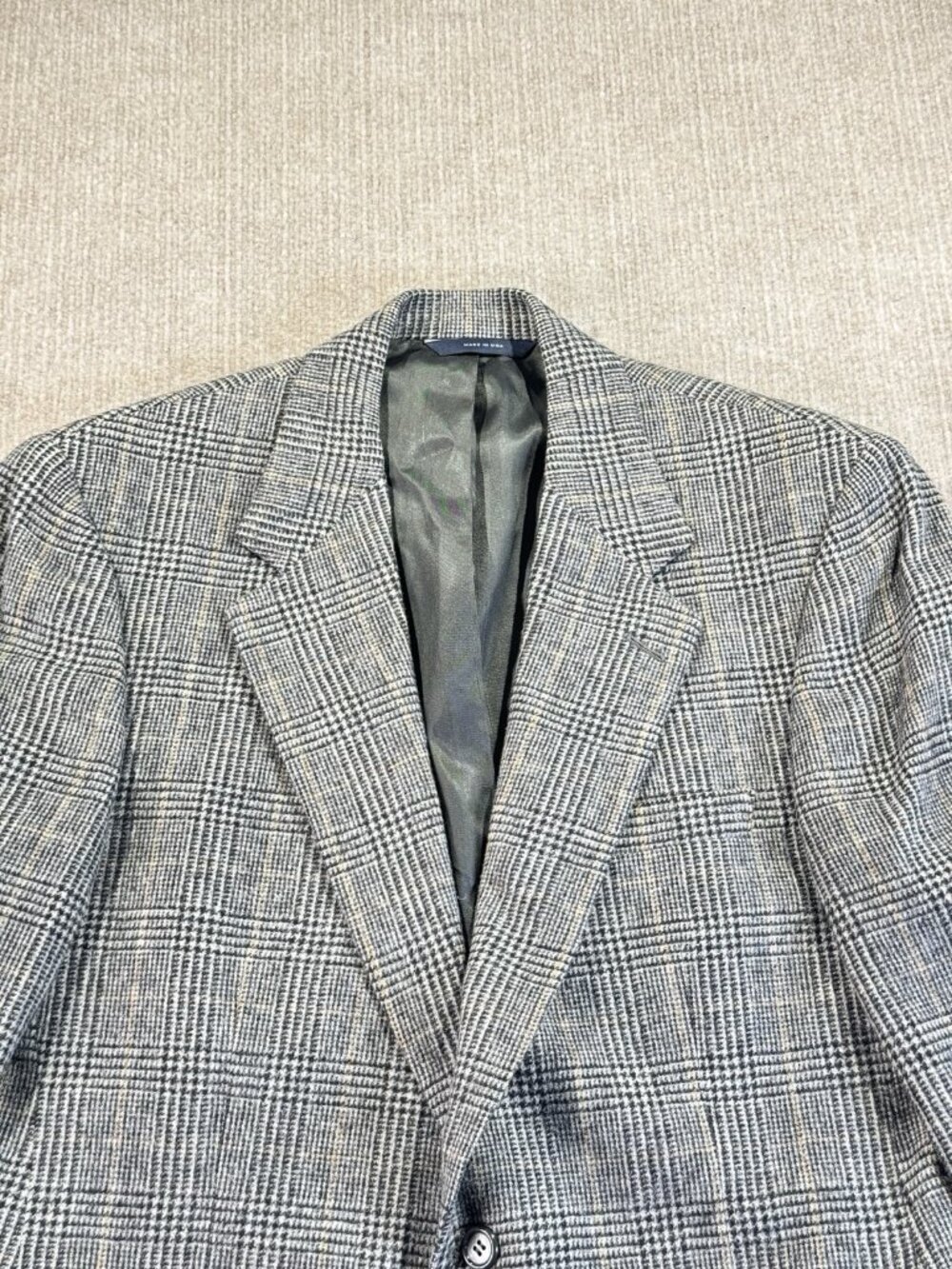 Brooks Brothers Men’s Camel Hair Grey Glen Plaid Blazer 40R Old Money Wedding